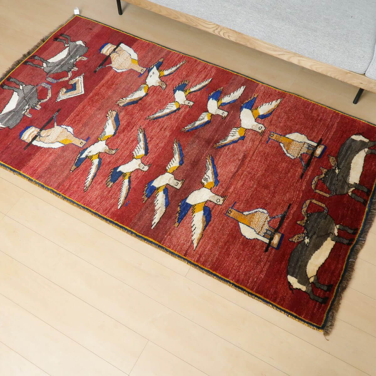 ギャッベ/オールド カシュガイ 214×118cm(ALB-4172)
