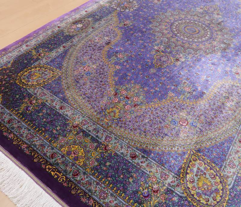【在庫確保の予約受付中】高級ペルシャ絨毯シルク100% ジャムシーディ工房 207×134cm(FL-22173)