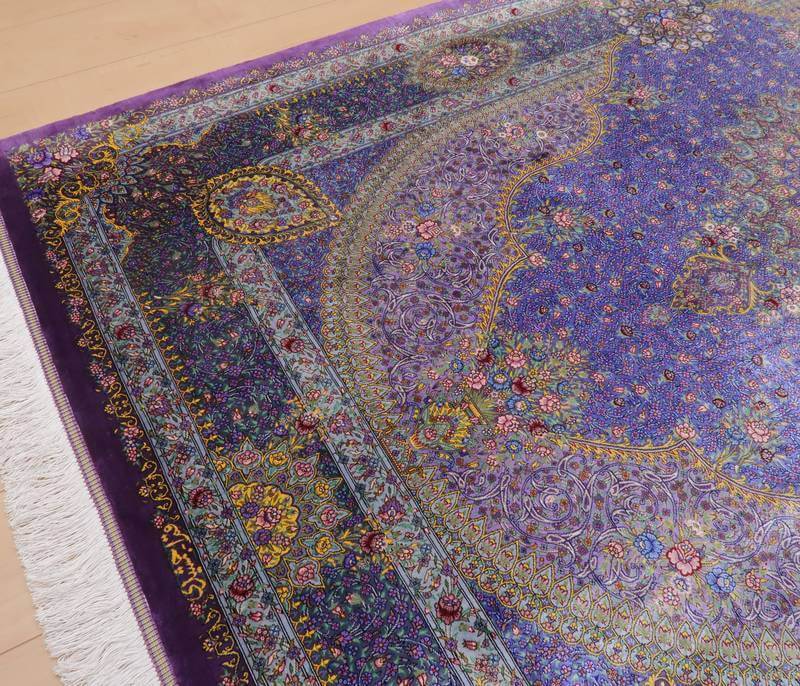 【在庫確保の予約受付中】高級ペルシャ絨毯シルク100% ジャムシーディ工房 207×134cm(FL-22173)