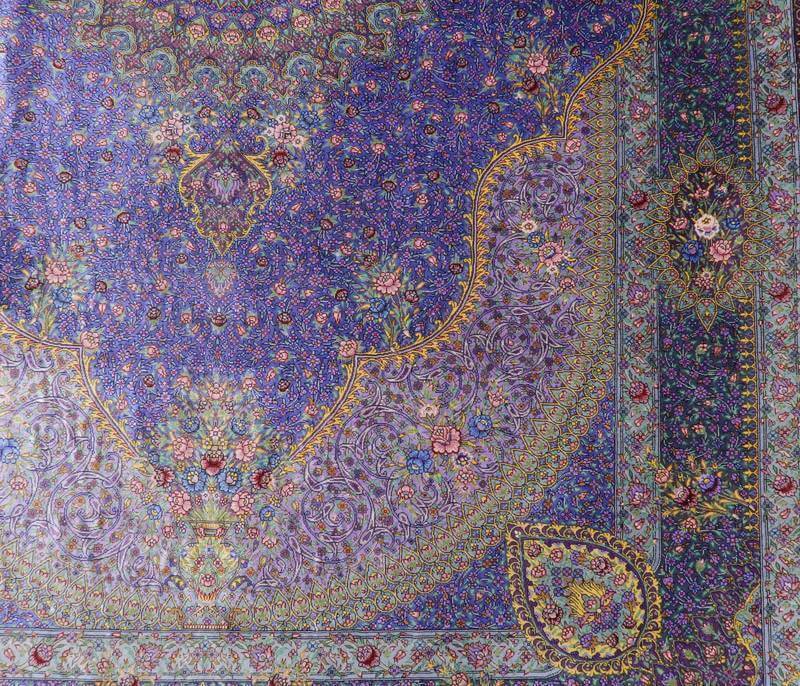 【在庫確保の予約受付中】高級ペルシャ絨毯シルク100% ジャムシーディ工房 207×134cm(FL-22173)