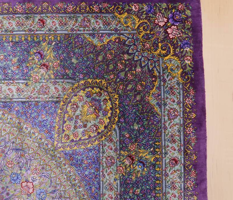 【在庫確保の予約受付中】高級ペルシャ絨毯シルク100% ジャムシーディ工房 207×134cm(FL-22173)