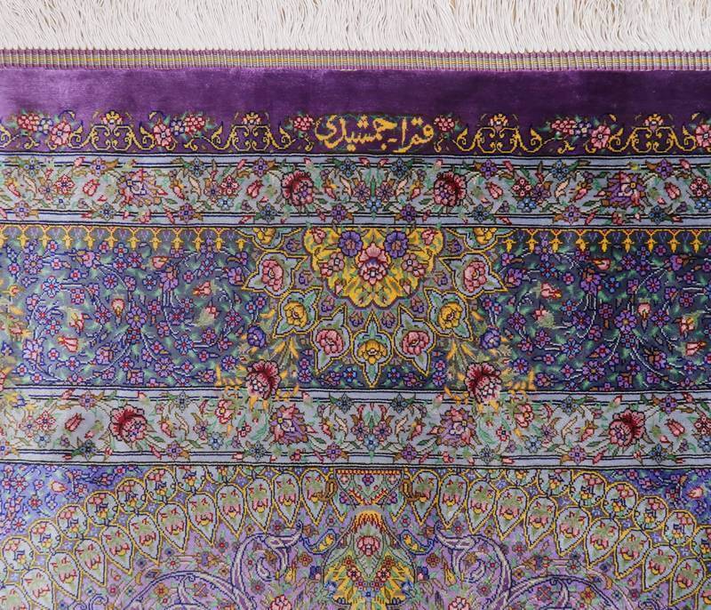 【在庫確保の予約受付中】高級ペルシャ絨毯シルク100% ジャムシーディ工房 207×134cm(FL-22173)