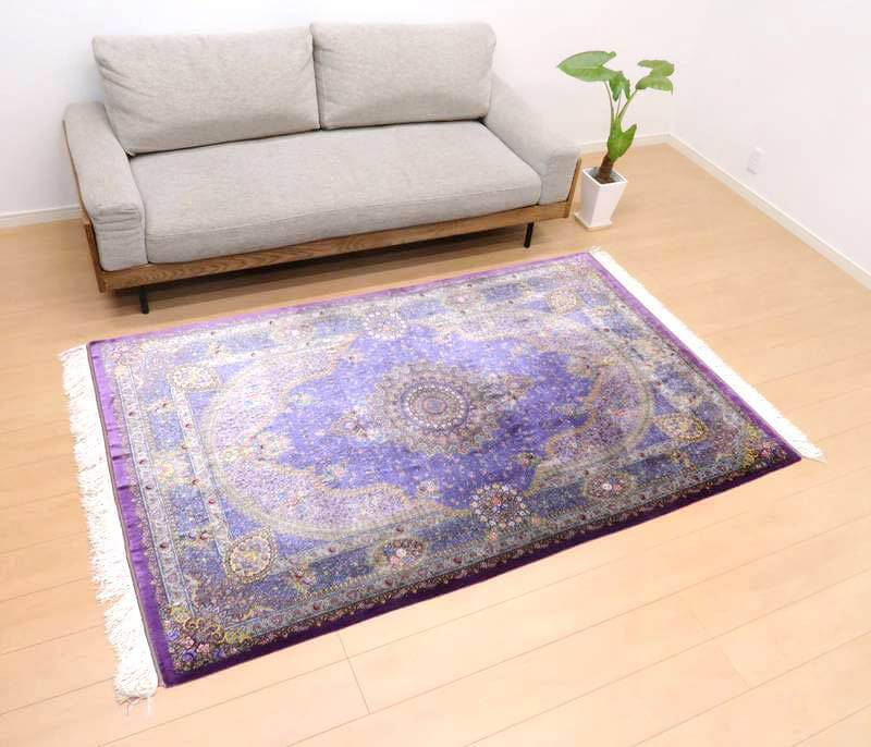 【在庫確保の予約受付中】高級ペルシャ絨毯シルク100% ジャムシーディ工房 207×134cm(FL-22173)