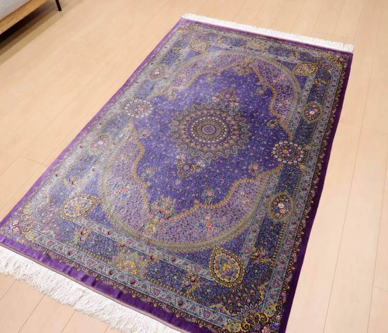 【在庫確保の予約受付中】高級ペルシャ絨毯シルク100% ジャムシーディ工房 207×134cm(FL-22173)