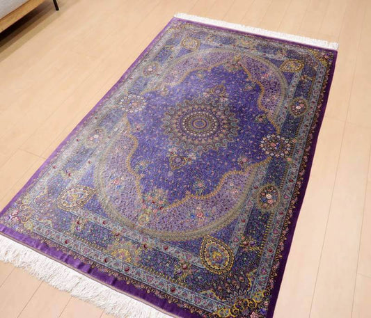 【在庫確保の予約受付中】高級ペルシャ絨毯シルク100% ジャムシーディ工房 207×134cm(FL-22173)