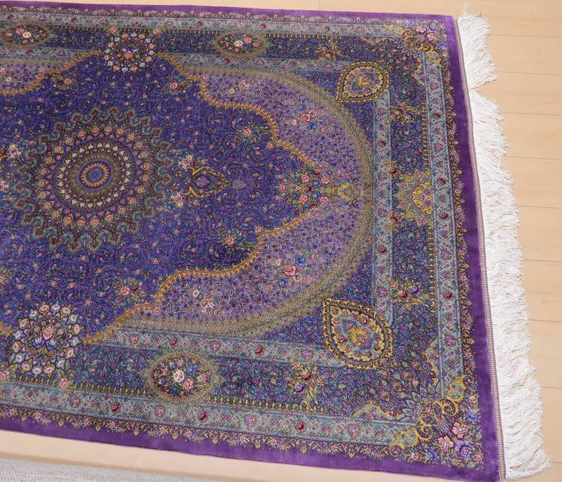 【在庫確保の予約受付中】高級ペルシャ絨毯シルク100% ジャムシーディ工房 207×134cm(FL-22173)
