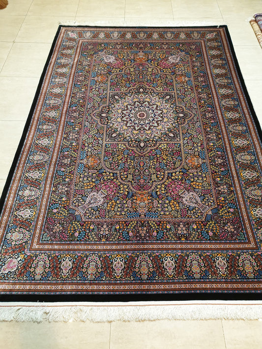 高級ペルシャ絨毯クム産シルク100% ノウリ工房 300x203cm(FN-10049)