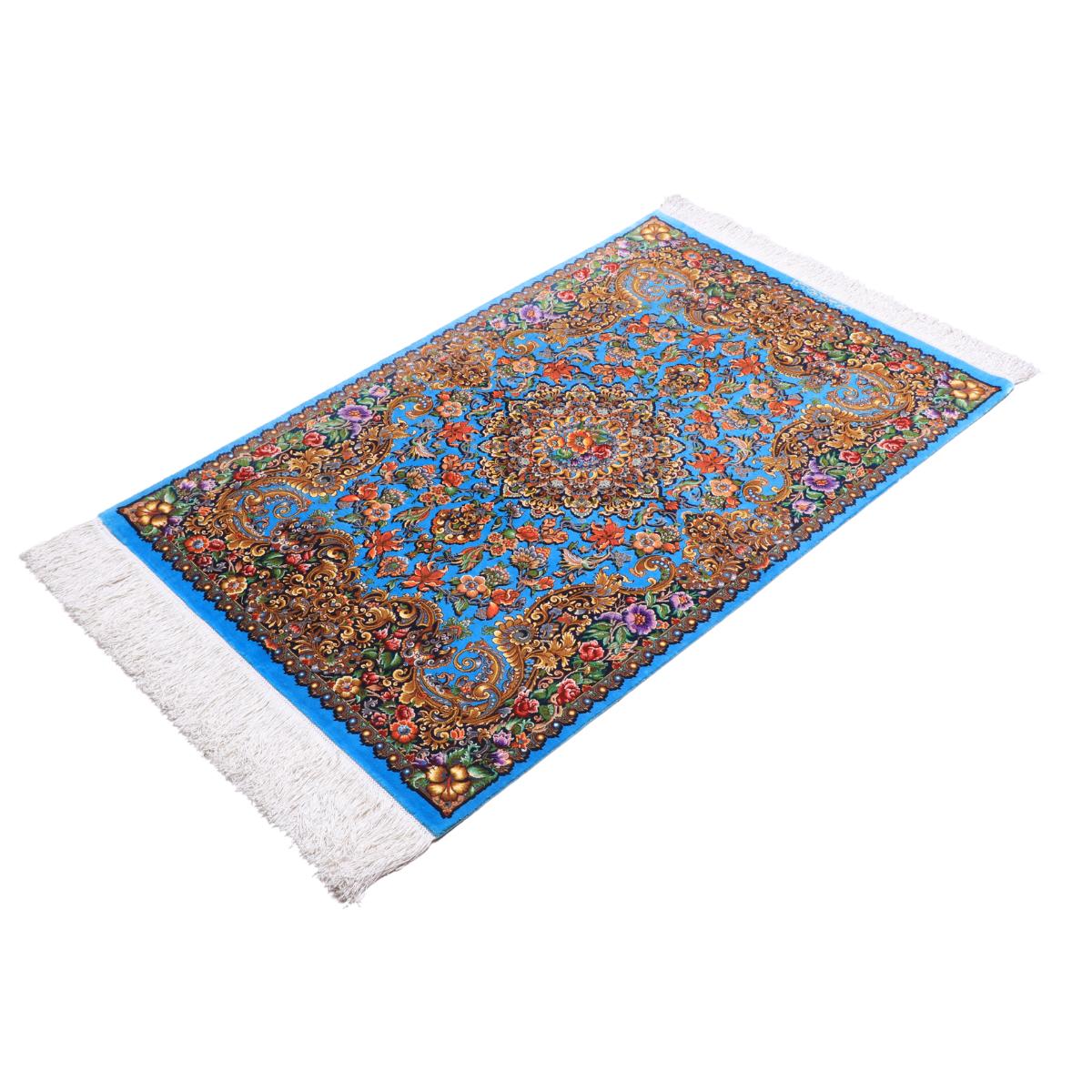 高級ペルシャ絨毯(シルク100%)メフルバフ工房 123×77cm(FN-70302)
