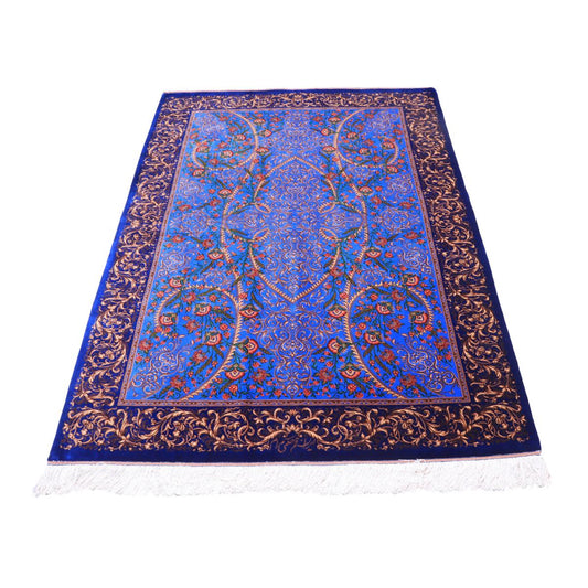 【1000万円Collection】高級ペルシャ絨毯(シルク100%)クム 208×136cm(FN-70305)