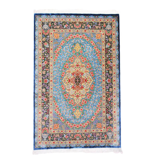 【900万円Collection】高級ペルシャ絨毯(シルク100%)メフルバフ工房 200×128cm(FN-70308)