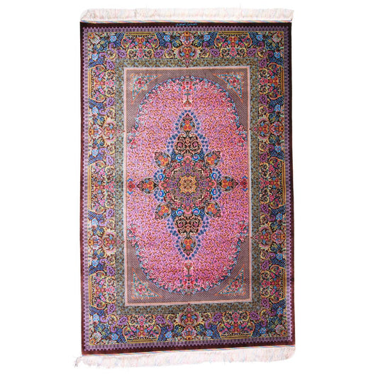 【900万円Collection】高級ペルシャ絨毯(シルク100%)クム 205×134cm(FN-70335)