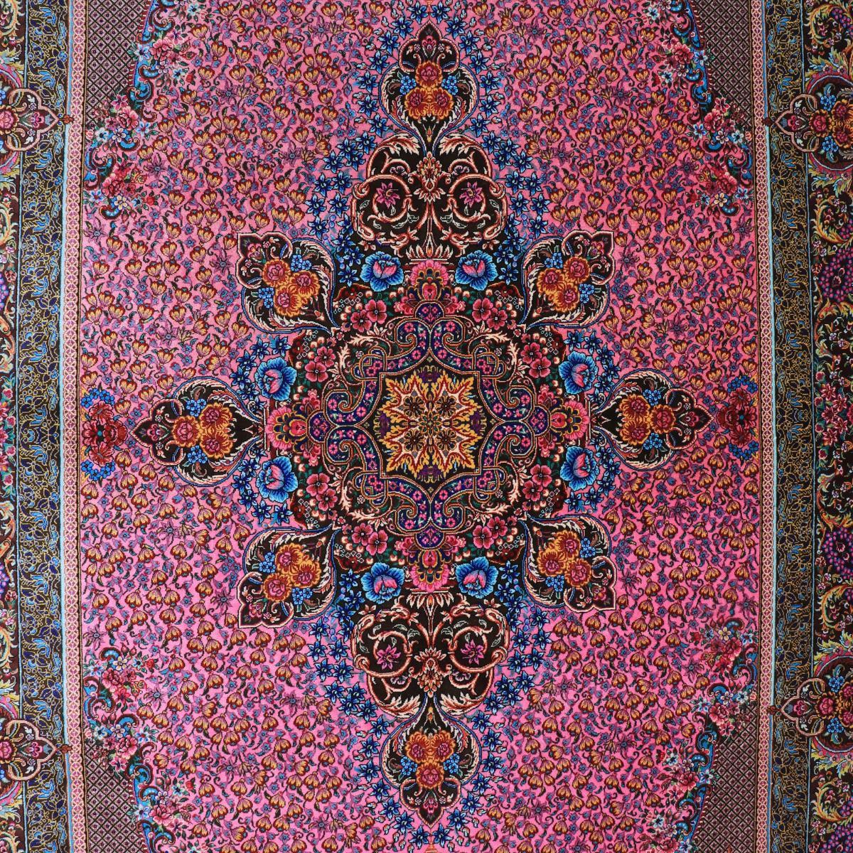 高級ペルシャ絨毯(シルク100%)クム 205×134cm(FN-70335)