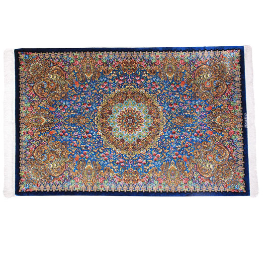 【900万円Collection】高級ペルシャ絨毯(シルク100%)メフルバフ工房 202×130cm(FN-70337)