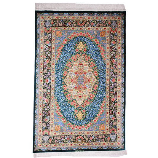 【900万円Collection】高級ペルシャ絨毯(シルク100%)メフルバフ工房 202×132cm(FN-70338)