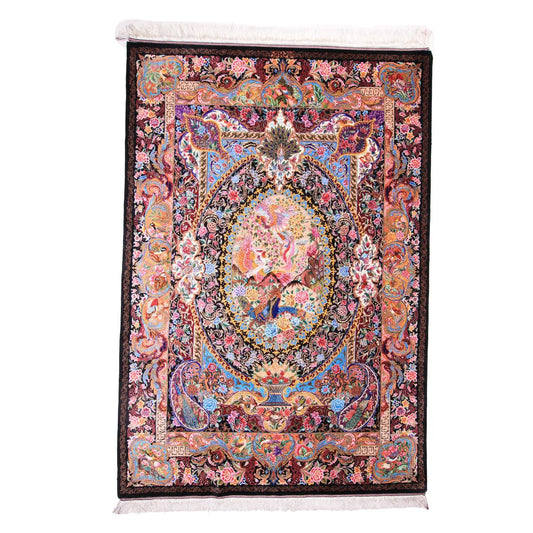 【900万円Collection】高級ペルシャ絨毯(シルク100%)モハンマディー工房 199×137cm(FN-70339)