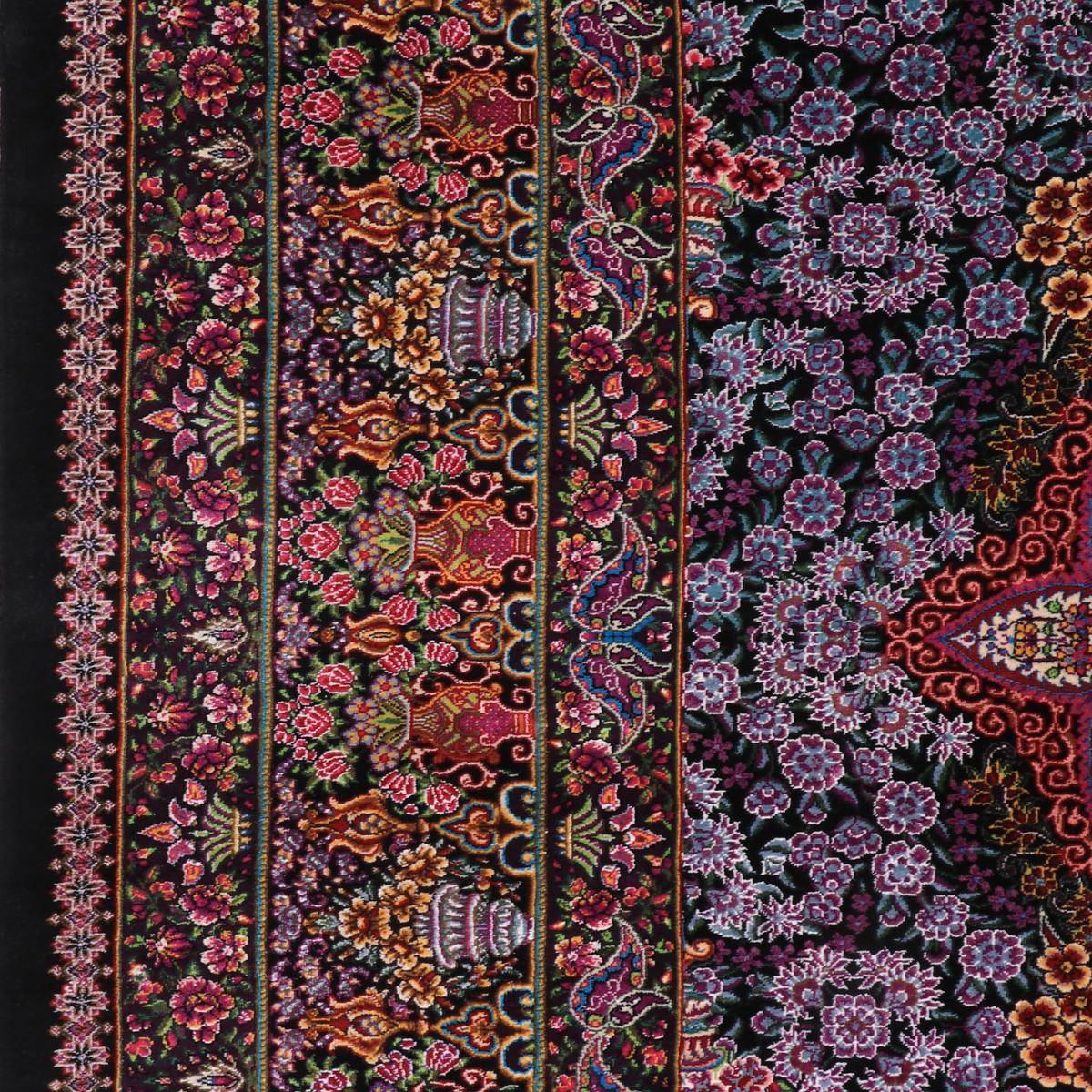 高級ペルシャ絨毯(シルク100%)ヌーリ工房 192×138cm(FN-70340)