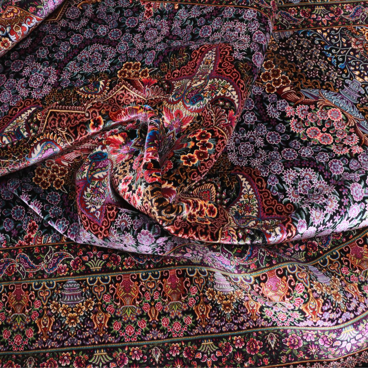 高級ペルシャ絨毯(シルク100%)ヌーリ工房 192×138cm(FN-70340)