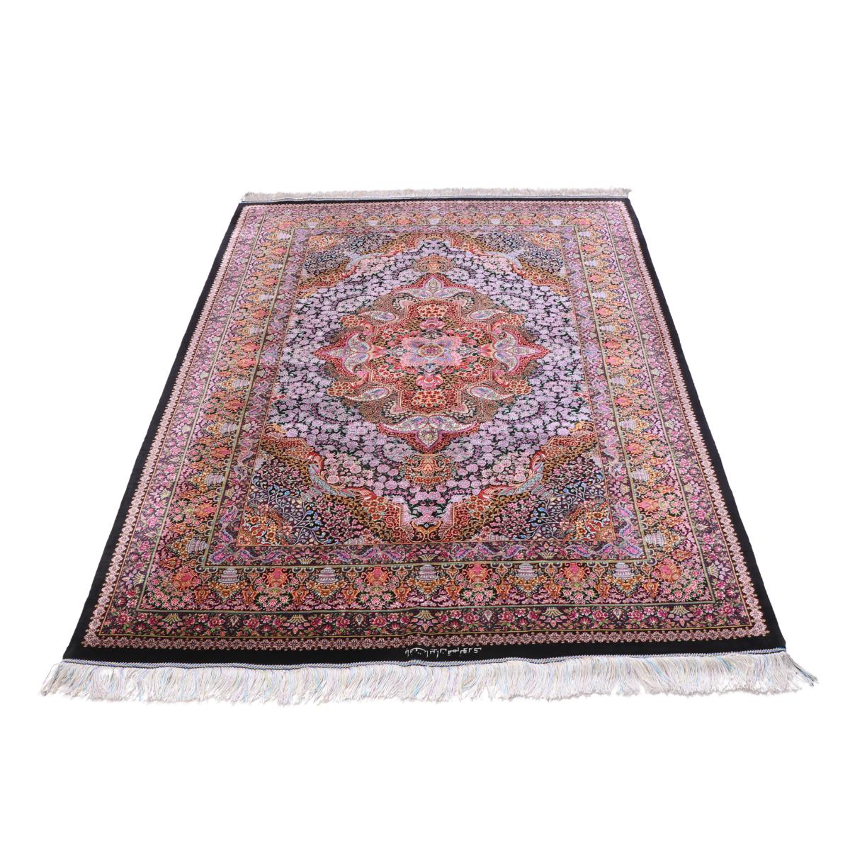 高級ペルシャ絨毯(シルク100%)ヌーリ工房 192×138cm(FN-70340)