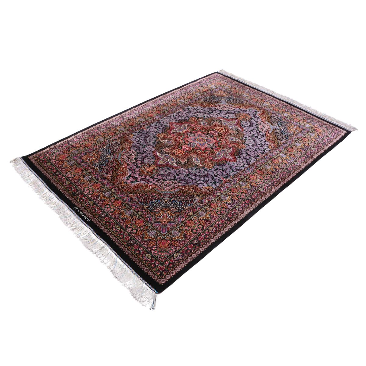 高級ペルシャ絨毯(シルク100%)ヌーリ工房 192×138cm(FN-70340)