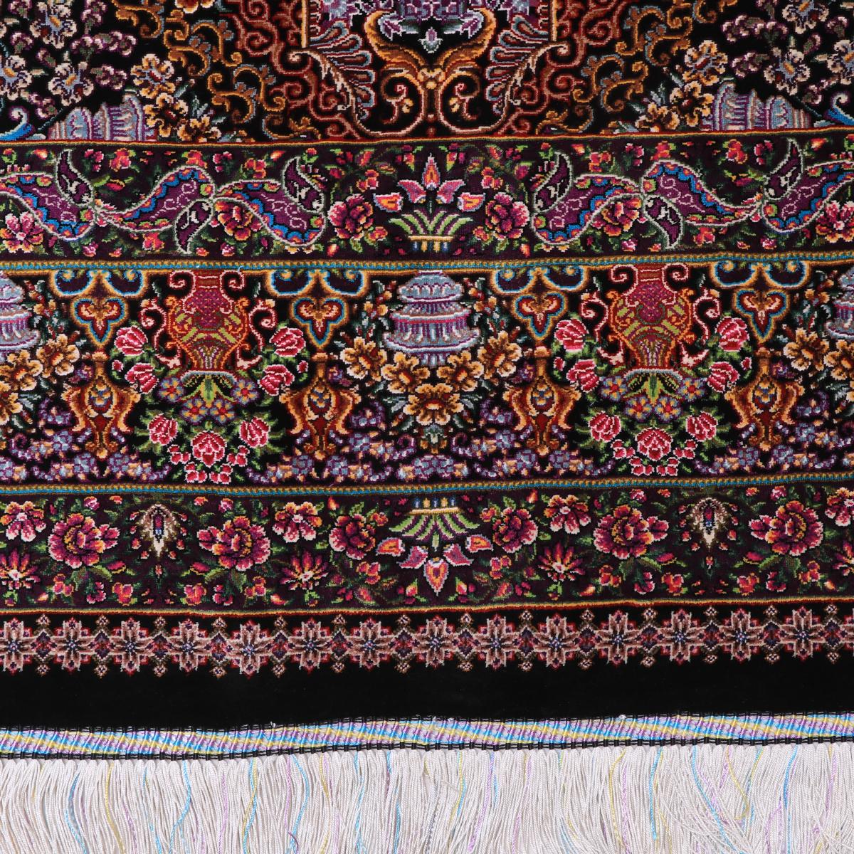 高級ペルシャ絨毯(シルク100%)ヌーリ工房 192×138cm(FN-70340)