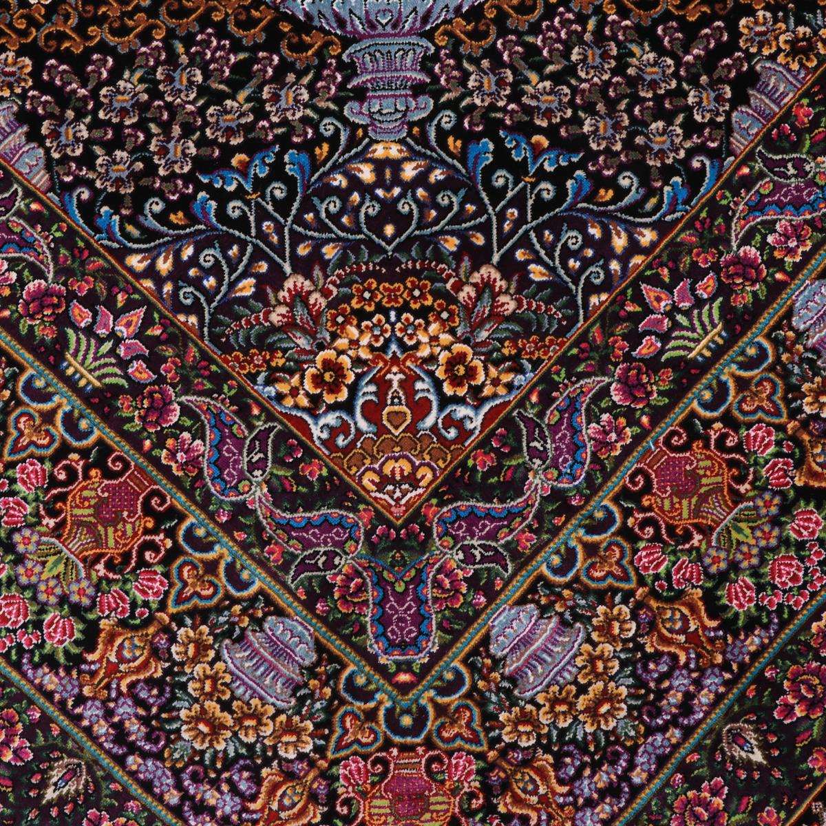 高級ペルシャ絨毯(シルク100%)ヌーリ工房 192×138cm(FN-70340)