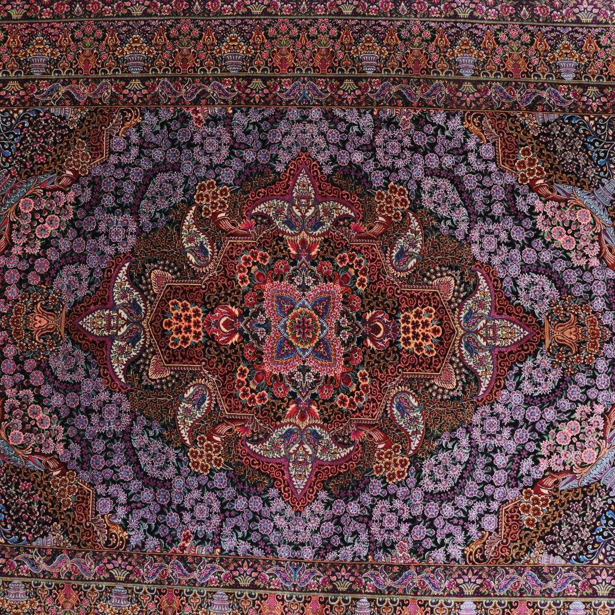 高級ペルシャ絨毯(シルク100%)ヌーリ工房 192×138cm(FN-70340)