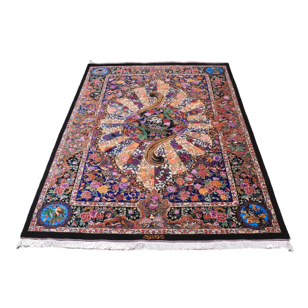 高級ペルシャ絨毯(シルク100%)モハンマディー工房 193×132cm(FN-70341)