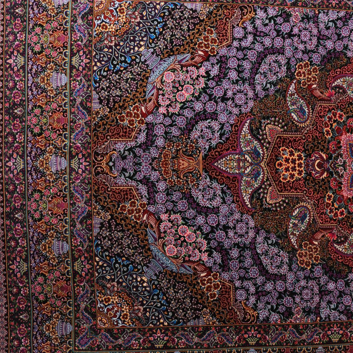 高級ペルシャ絨毯(シルク100%)ヌーリ工房 206×72cm(FN-70342)
