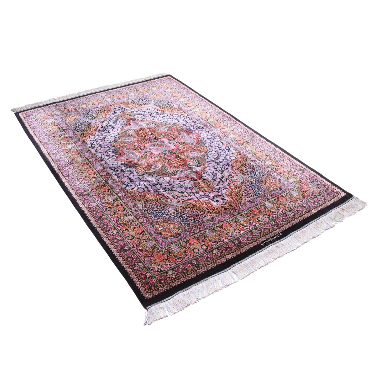 高級ペルシャ絨毯(シルク100%)ヌーリ工房 206×72cm(FN-70342)