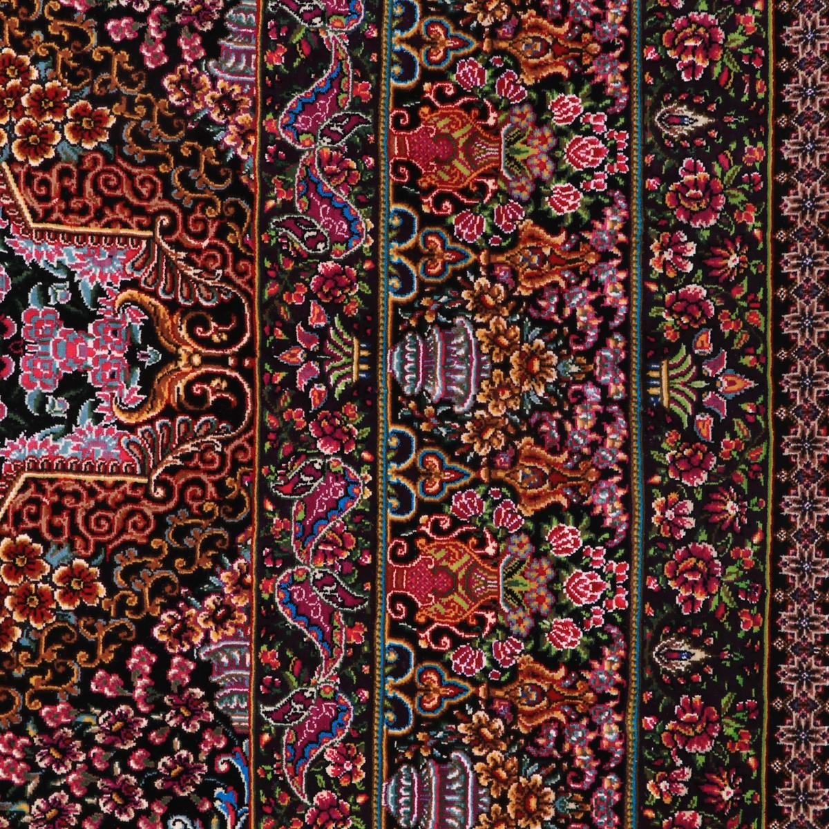 高級ペルシャ絨毯(シルク100%)ヌーリ工房 206×72cm(FN-70342)