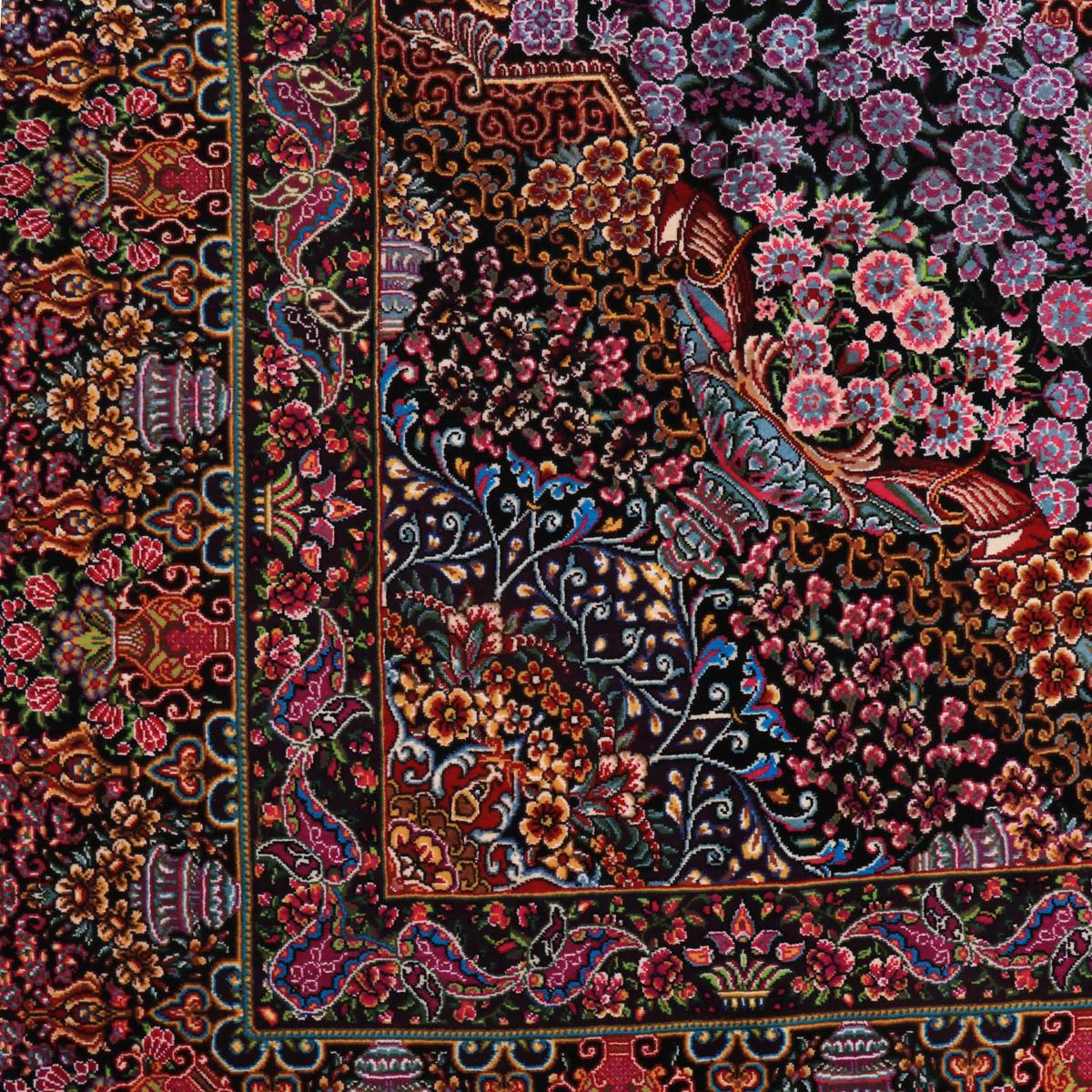 高級ペルシャ絨毯(シルク100%)ヌーリ工房 206×72cm(FN-70342)