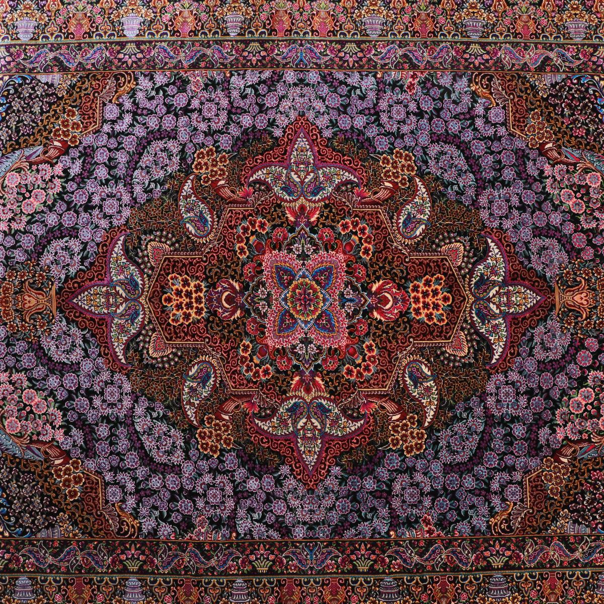 高級ペルシャ絨毯(シルク100%)ヌーリ工房 206×72cm(FN-70342)