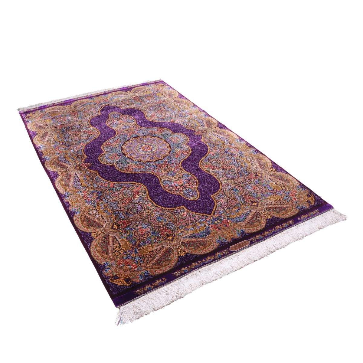 高級ペルシャ絨毯(シルク100%)マラーム工房 212×137cm(FN-70344)