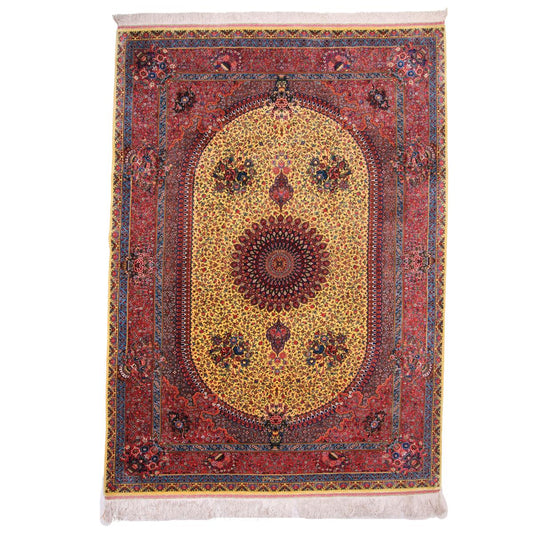 【1000万円Collection】高級ペルシャ絨毯(シルク100%)クム 203×144cm(FN-70345)