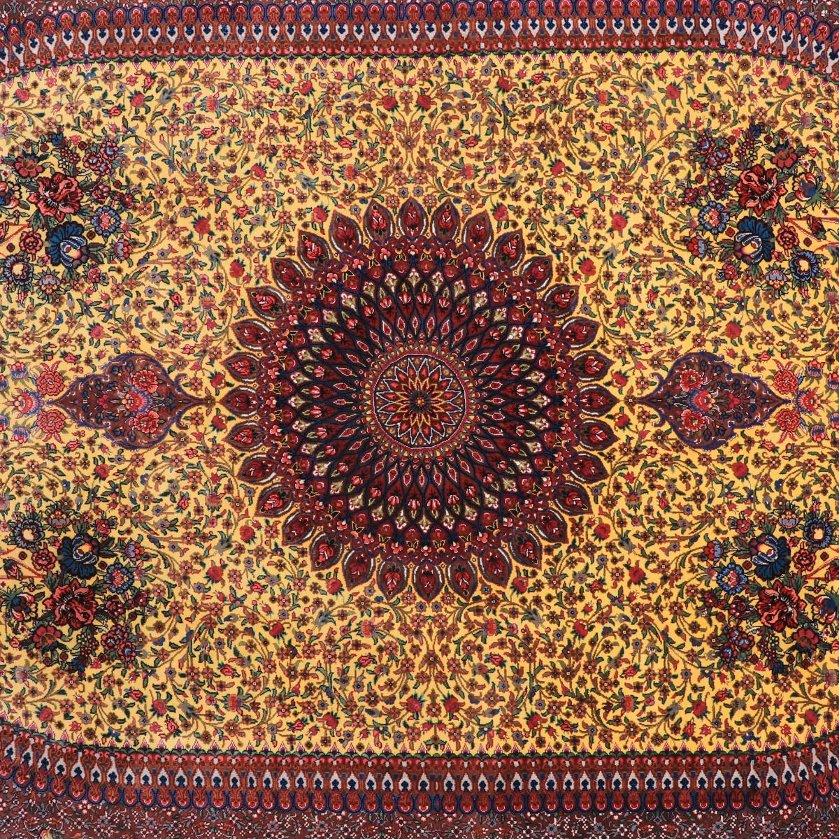 高級ペルシャ絨毯(シルク100%)クム 203×144cm(FN-70345)