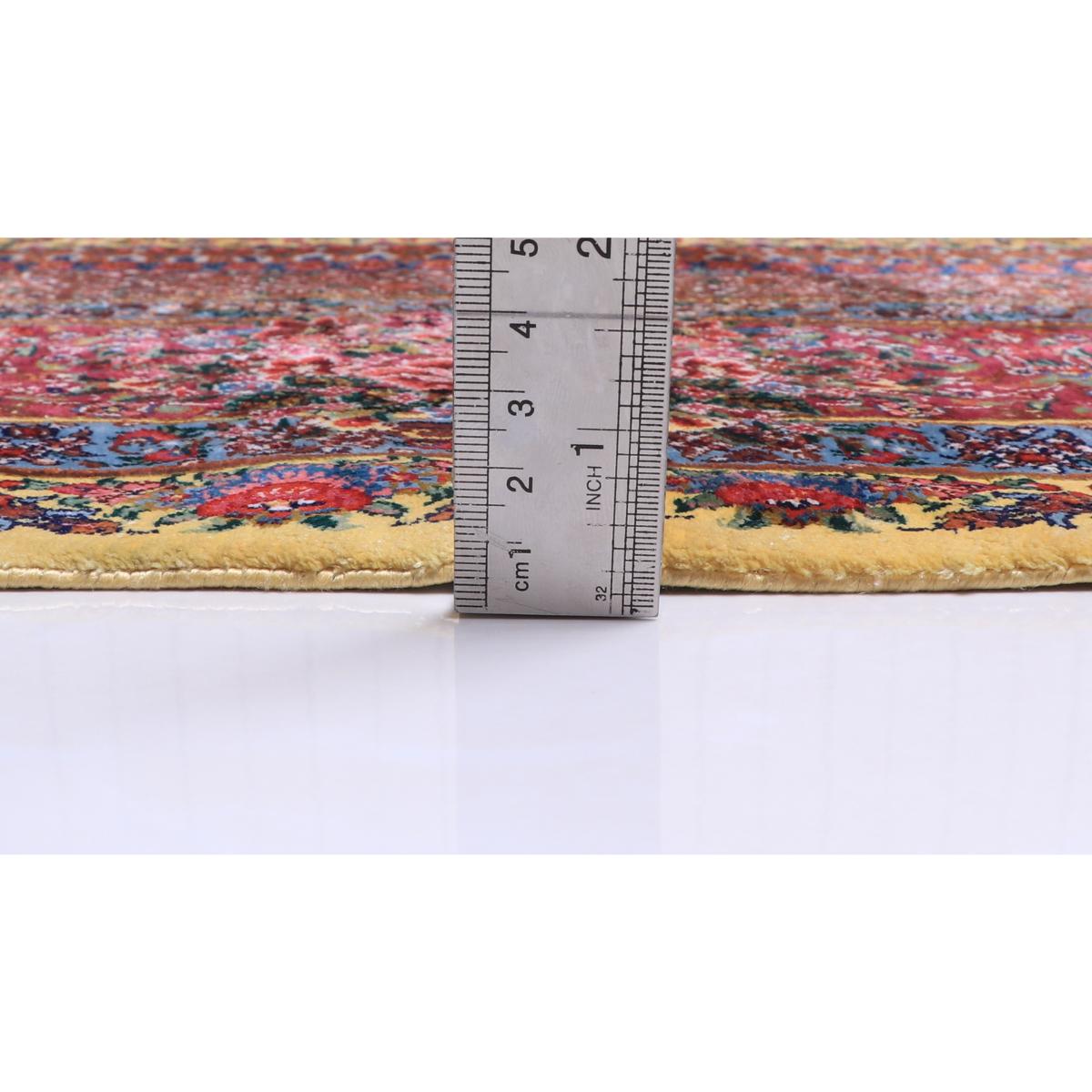 高級ペルシャ絨毯(シルク100%)クム 203×144cm(FN-70345)