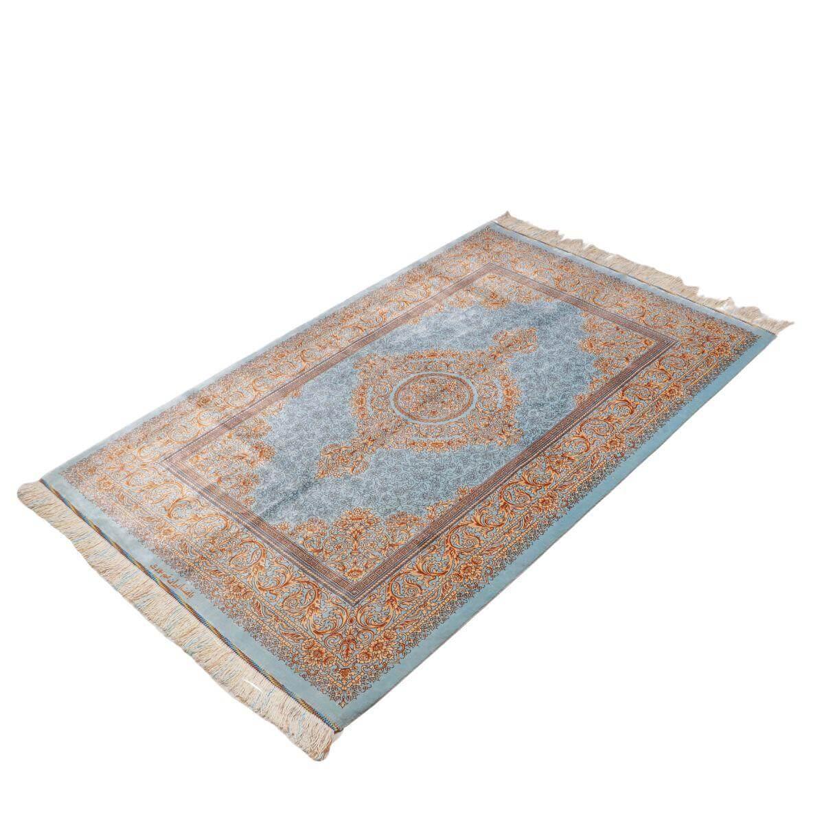 高級ペルシャ絨毯(シルク100%)ヌーリ工房 158×102cm(FN-70356)