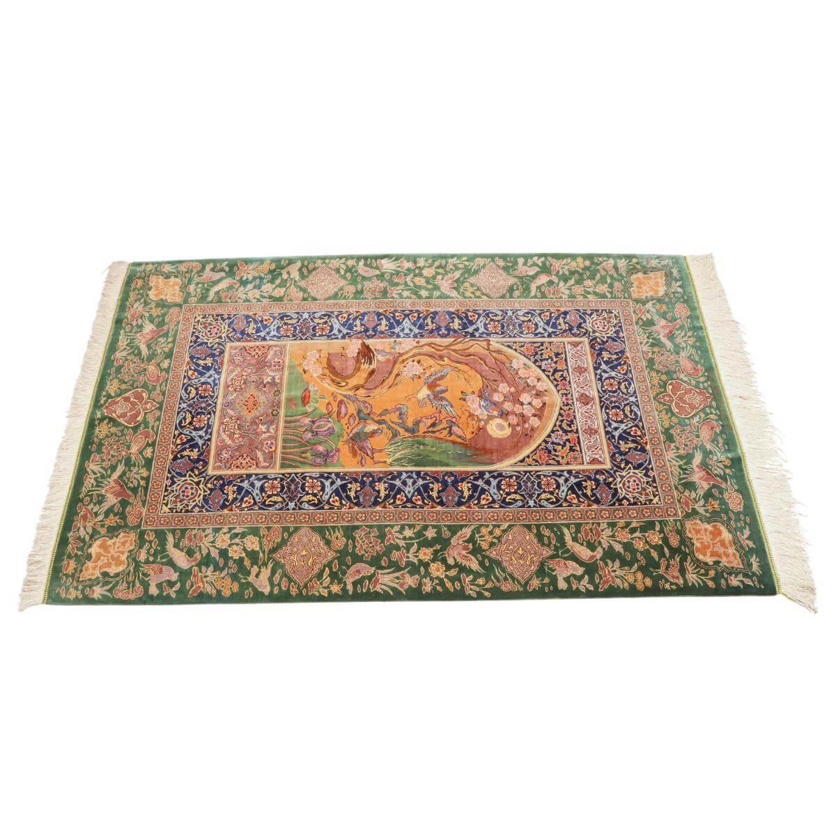 高級ペルシャ絨毯(シルク100%)ヌーリ工房 153×100cm(FN-70361)
