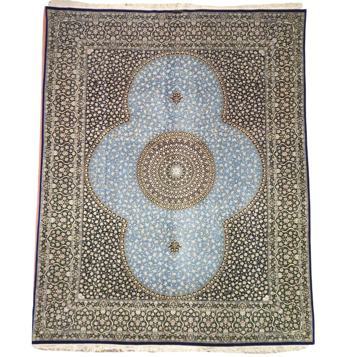 【1800万円Collection】ペルシャ絨毯(シルク100%手織り)マルーフ・モサヴィ 240×192cm(FN-70375)