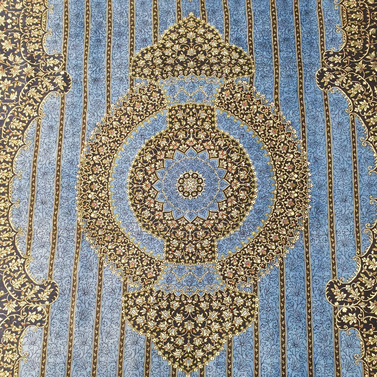 ペルシャ絨毯(シルク100%手織り)イランクム 205×136cm(FN-70378)