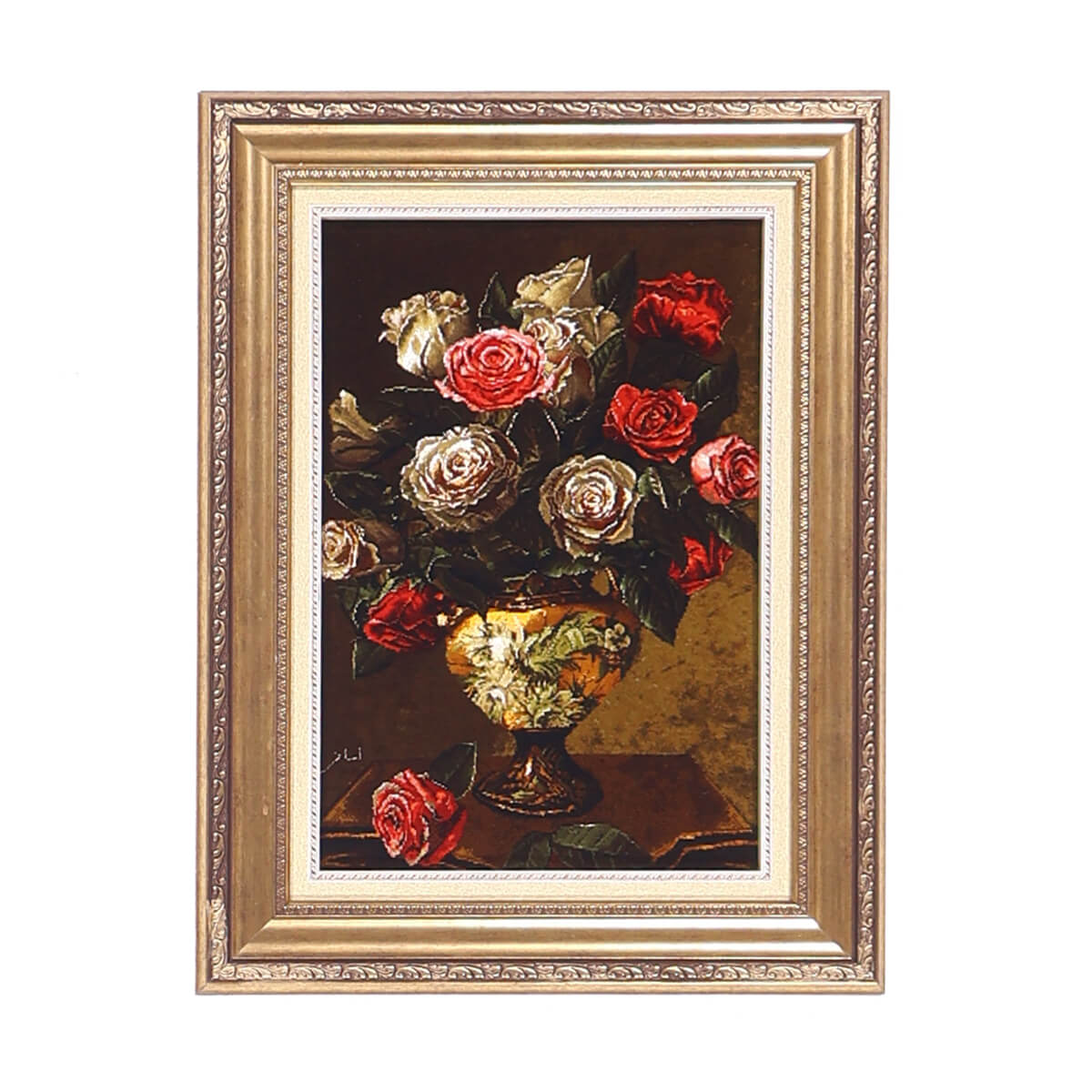ペルシャ絨毯 タブリーズ産 絵画絨毯 80×61cm(FP-70257)