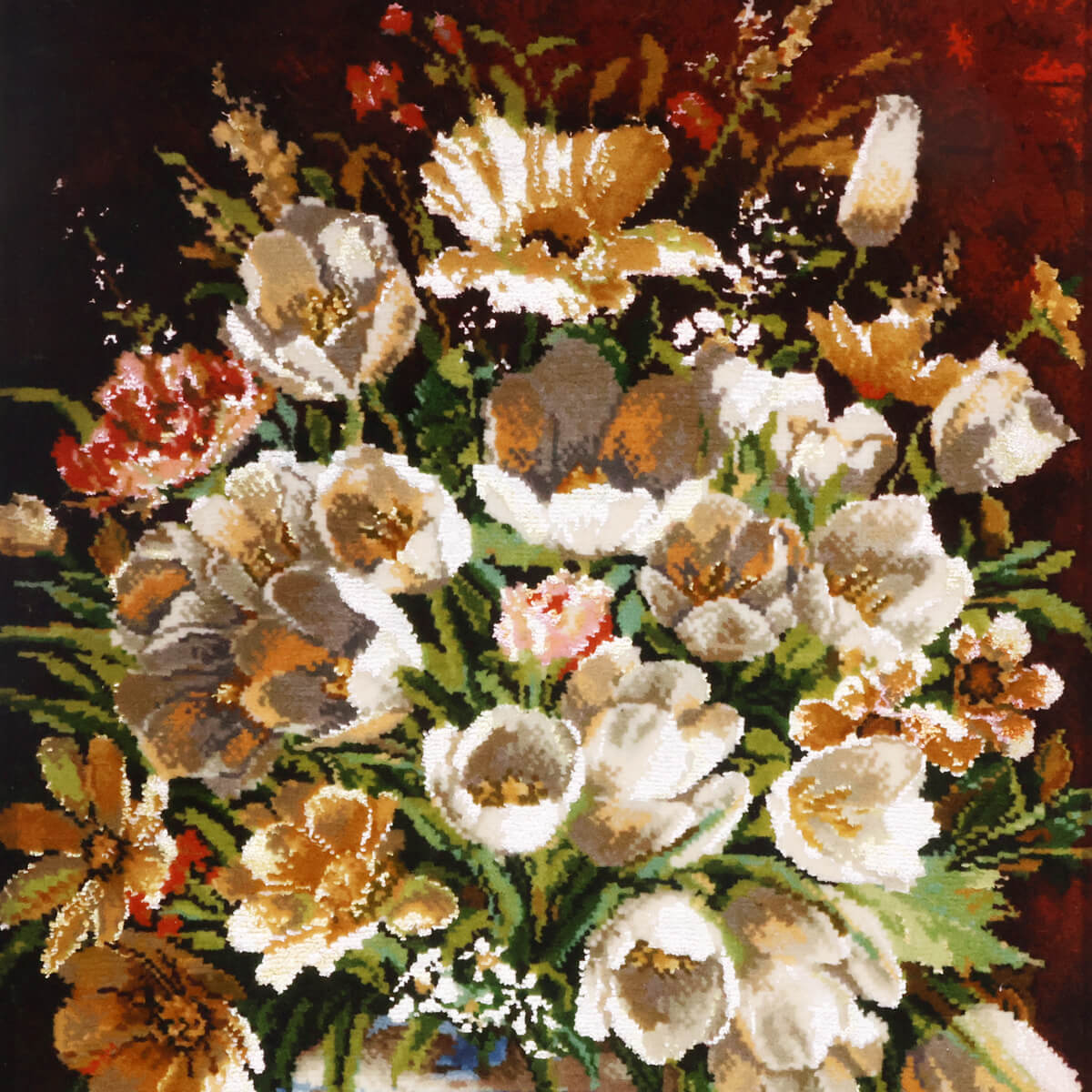 ペルシャ絨毯 タブリーズ産 絵画絨毯 72×53cm(FP-70258)