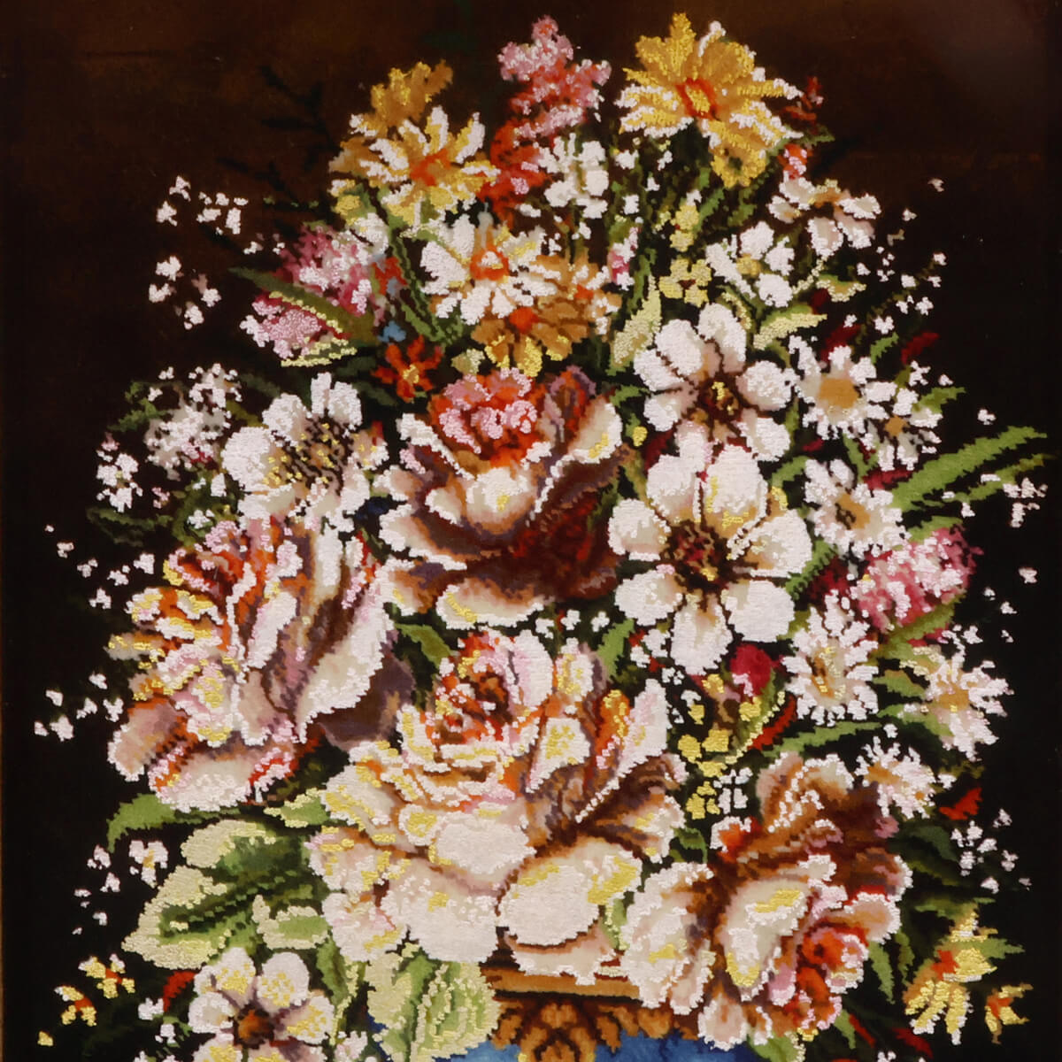 ペルシャ絨毯 タブリーズ産 絵画絨毯 73×55cm(FP-70259)