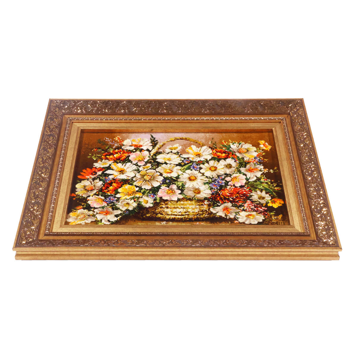 ペルシャ絨毯 タブリーズ産 絵画絨毯 78×58cm(FP-70261)