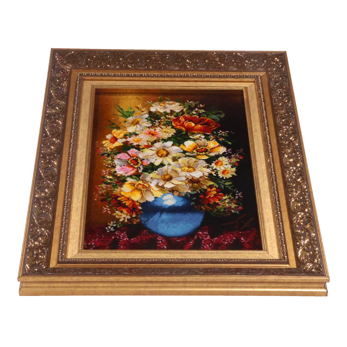ペルシャ絨毯 タブリーズ産 絵画絨毯 70×53cm(FP-70262)