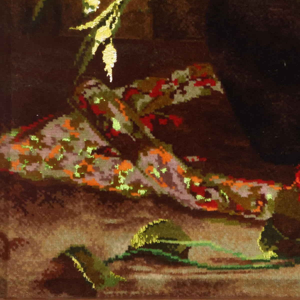 ペルシャ絨毯 タブリーズ産 絵画絨毯 91×68cm(FP-70264)