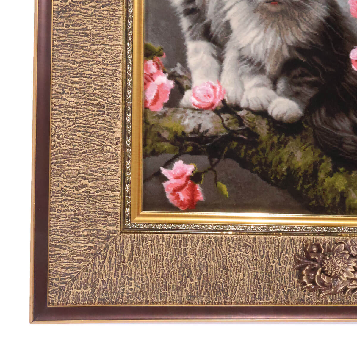 ペルシャ絨毯 タブリーズ産 絵画絨毯 89×67cm(FP-70267)