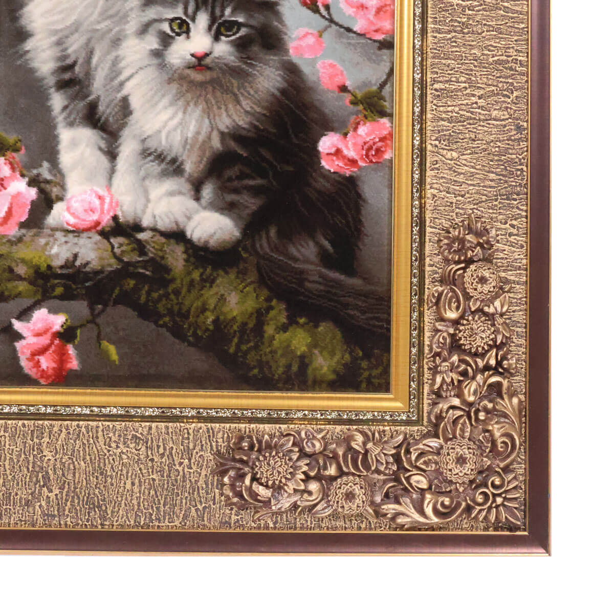 ペルシャ絨毯 タブリーズ産 絵画絨毯 89×67cm(FP-70267)