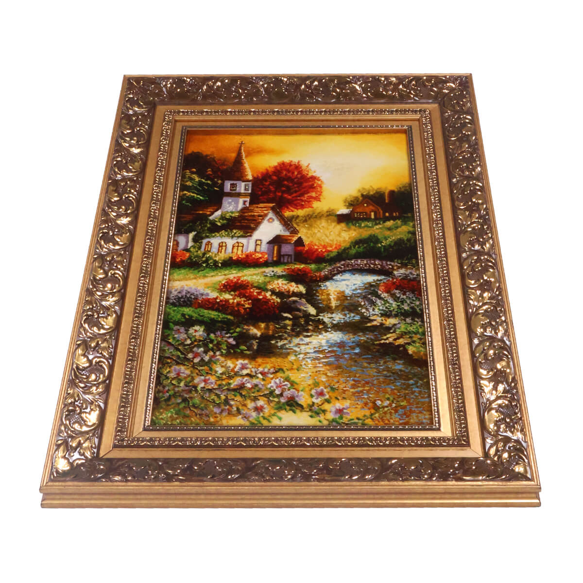 ペルシャ絨毯 タブリーズ産 絵画絨毯 97×69cm(FP-70270)