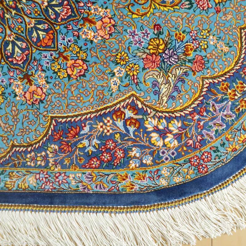 高級ペルシャ絨毯クム、シルク100% 89×61cm(FS-2114)